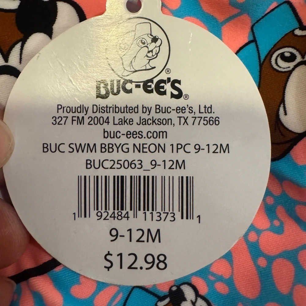 Buc-ee’s NWT Pink and Blue Cartoon Character Swimsuit